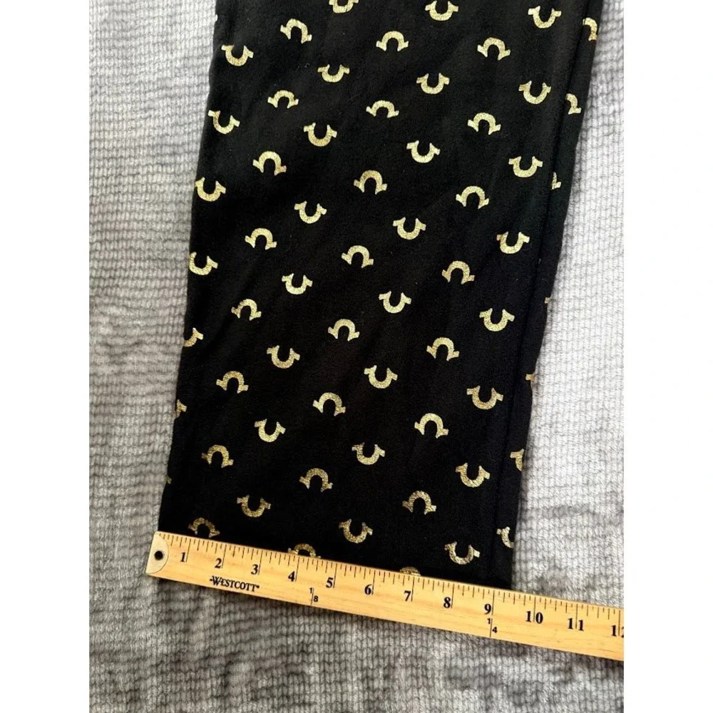 True Religion Mens Black Gold Horseshoe M‎ Lounge Pajama Pants Sleepwear 30X29